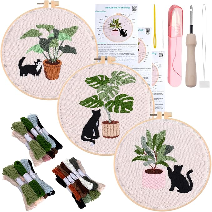 Peotclola Punch Needle Kit for Adults, 3 Sets Punch Needle Kits Beginner DIY by Peotclola