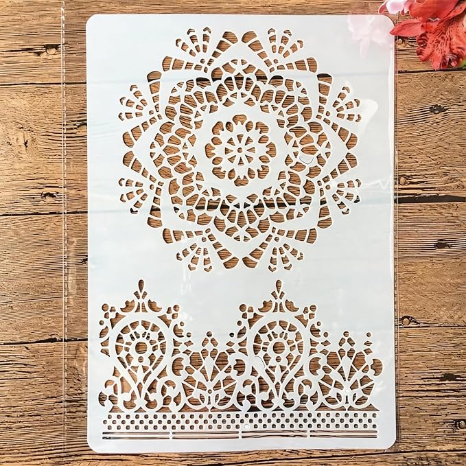 TIAMECH A4 Reusable Vintage Crown Stencil by TIAMECH