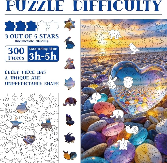 300pcs Wooden Puzzles for Adults Unique Animal Shaped Pieces | Colorful Funny - Image 3