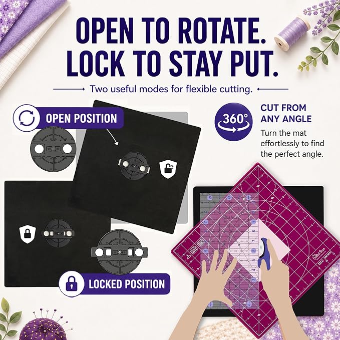 The Quilted Bear Rotating Cutting Mat 18" x 18" - Image 6