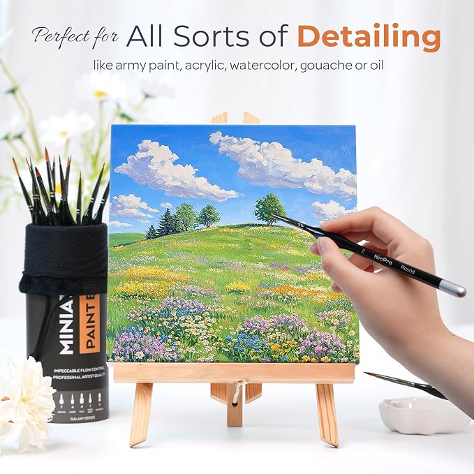 Nicpro 24 PCS Miniature Paint Brushes, Fine Tip Micro Model Detail Paint Brush - Image 3