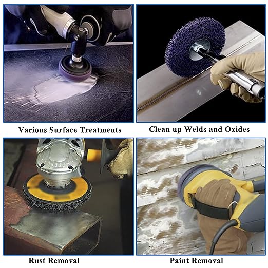 6 Pack 4-1/2" x7/8'' Strip Discs Rust Remover Wheel for Angle Grinders Clean and Remove Paint, Coating, Rust and Oxidation for Wood Metal Fiberglass Work Purple