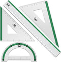 Mr. Pen- Metal Geometry Kit, 4 Pack, 45° & 30°/60° Set Squares | 6" Protractor by MrPen