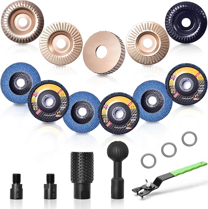 19 PCS Wood Carving Disc Set for 4-4.5 inch Angle Grinder, Pro-Grade by Unknown
