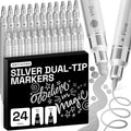 ARTISTRO 24 Silver Dual-Tip Acrylic Paint Markers – Paint Pens Set by ARTISTRO