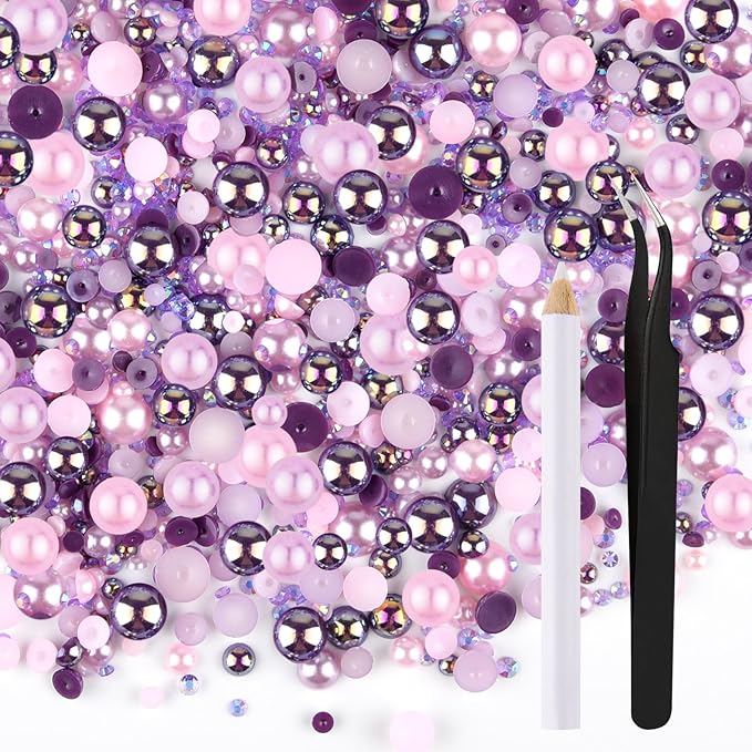 ASTARON 50g Mix Flatback Rhinestones Half Pearls by ASTARON