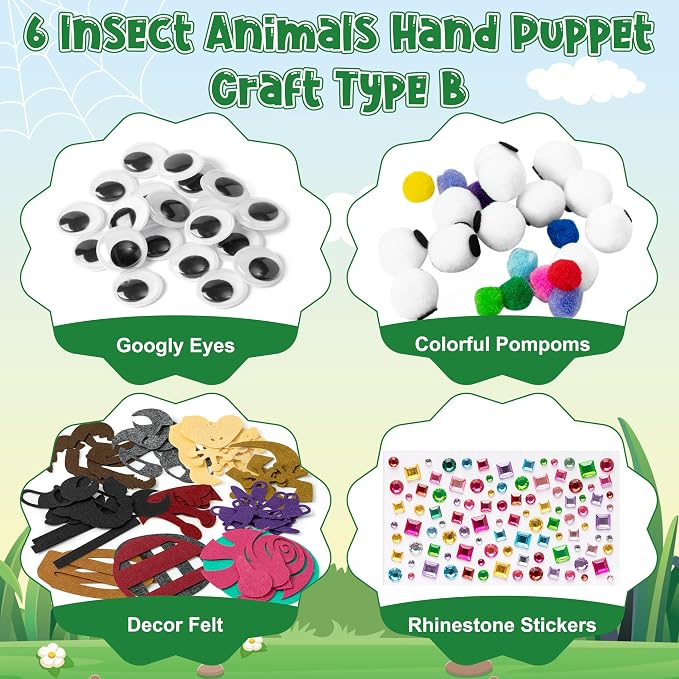WATINC 6Pcs Hand Puppet Making Kit, Art Craft Felt Sock Puppet Toys, Creative - Image 2