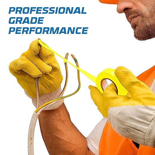 OHLECTRIC Professional Grade Vinyl Electrical Tape (10 Pack) Yellow - 7 Mil Thick Flame-Retardant, Heat & Weather Resistant 3/4 Inch x 60 Feet | Ideal for Contractors & Electricians
