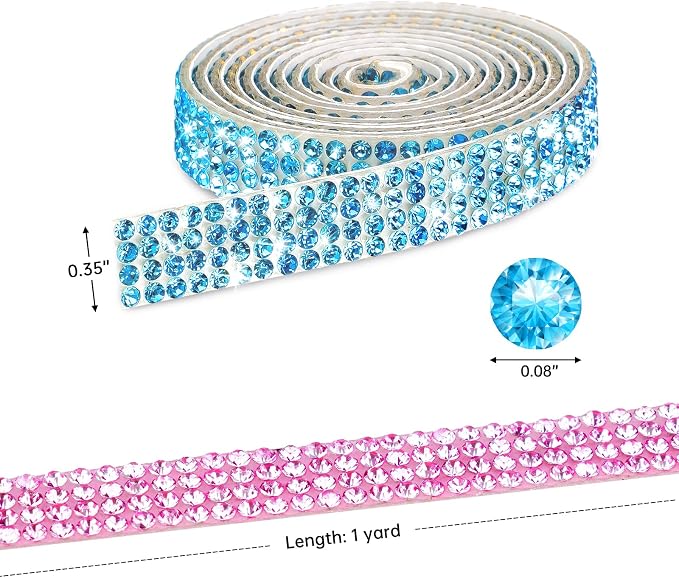 NiArt Self Adhesive Crystal Rhinestone Diamond Ribbon 6 Rolls, 0.9cm Wide Total - Image 7