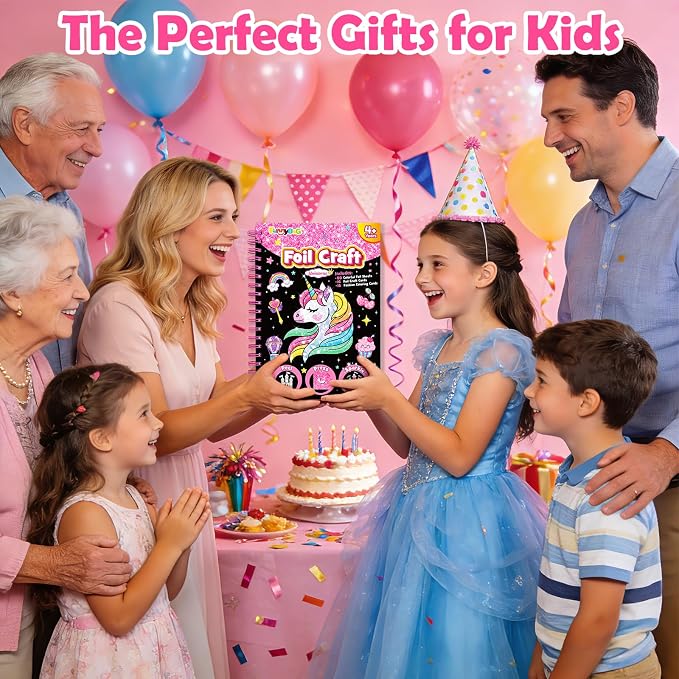 FUNNYB&G Foil Art Craft Kit for Girls 4-10 Years Old: Mess-Free & No-Glue - Image 9