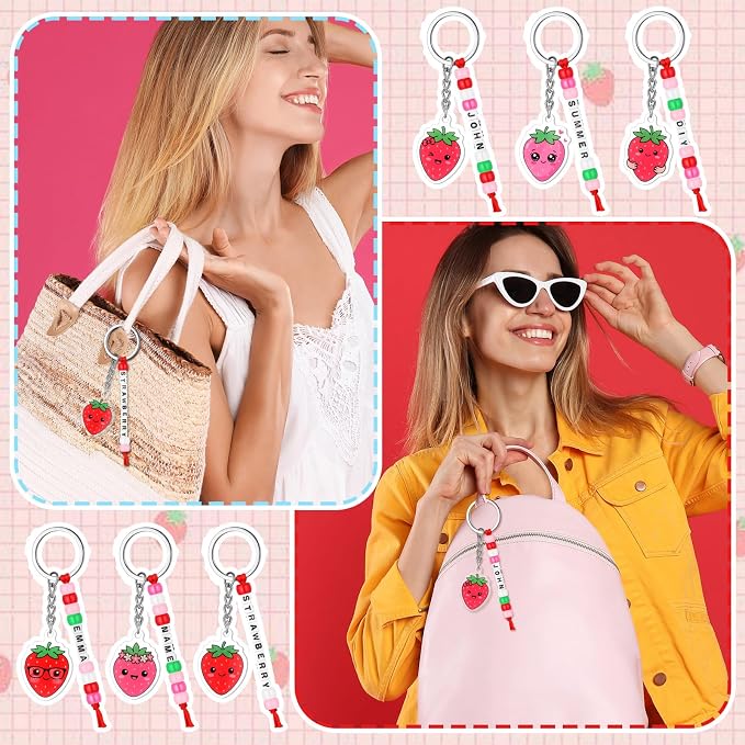 Suncalla 996 Pcs 24 Set Strawberry Keychain Making Kit DIY Charm Crafts | - Image 7