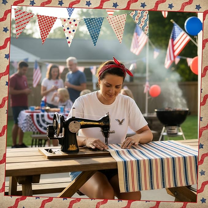 HunnmingRe 20 Pcs 10x10'' Patriotic Quilting Fabric Square 4th of July Precut - Image 4