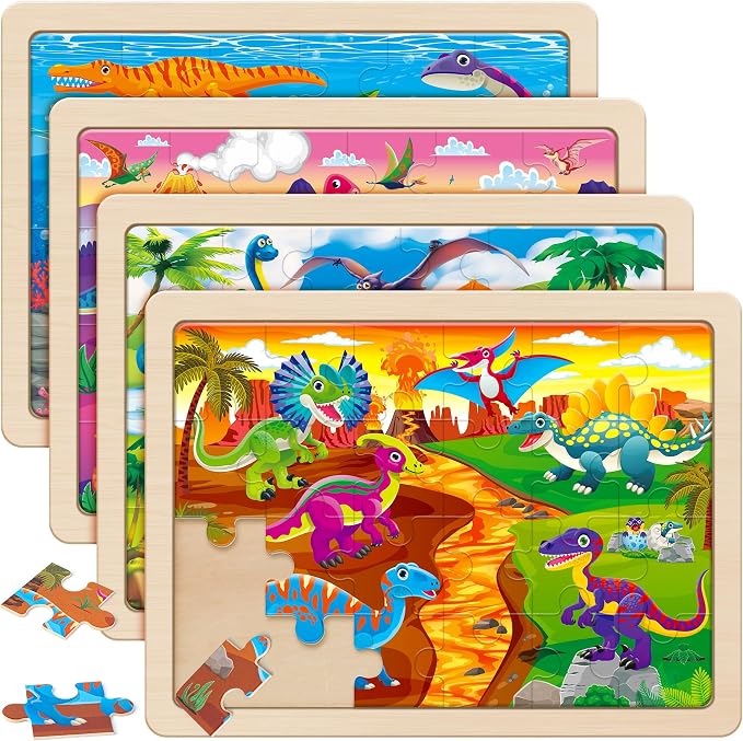 SYNARRY Large Wooden Dinosaur Puzzles by SYNARRY