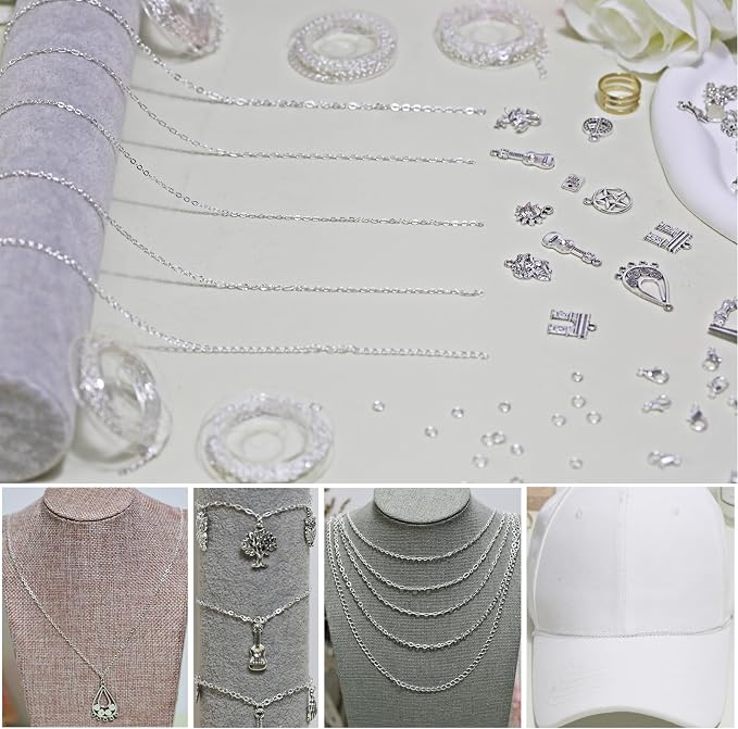 XKCWXY Necklace Chain for Jewelry Making, 16.4 ft 5 Rolls Silver Plated Chains - Image 2