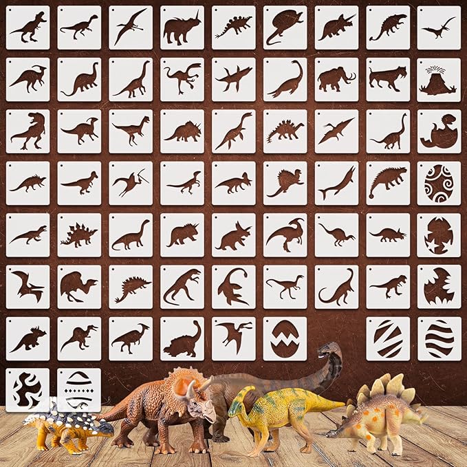 Dinosaur Stencils for Painting, Plastic Reusable DIY Drawing Templates for by Felixcraft-DIYDreamscape