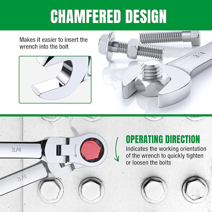 SK Flex-Head Ratcheting Wrench Set, Combination Wrench Set, 14-Piece, SAE 3/8" to 3/4", Metric 10 to 19mm, 72-Tooth, Premium CR-V Construction, with Rolling Pouch