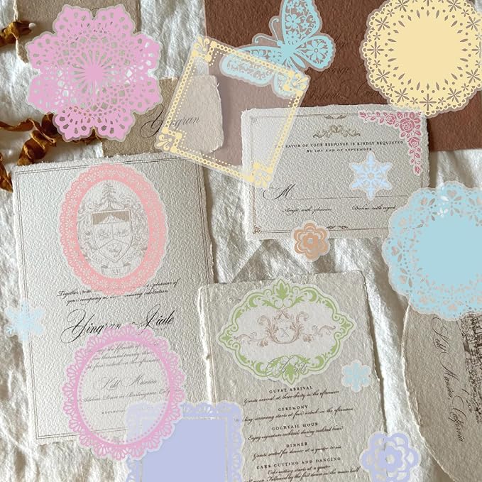130 Pcs Lace Scrapbook Stickers by JUNKJWBZ%7CPeelStickInspir