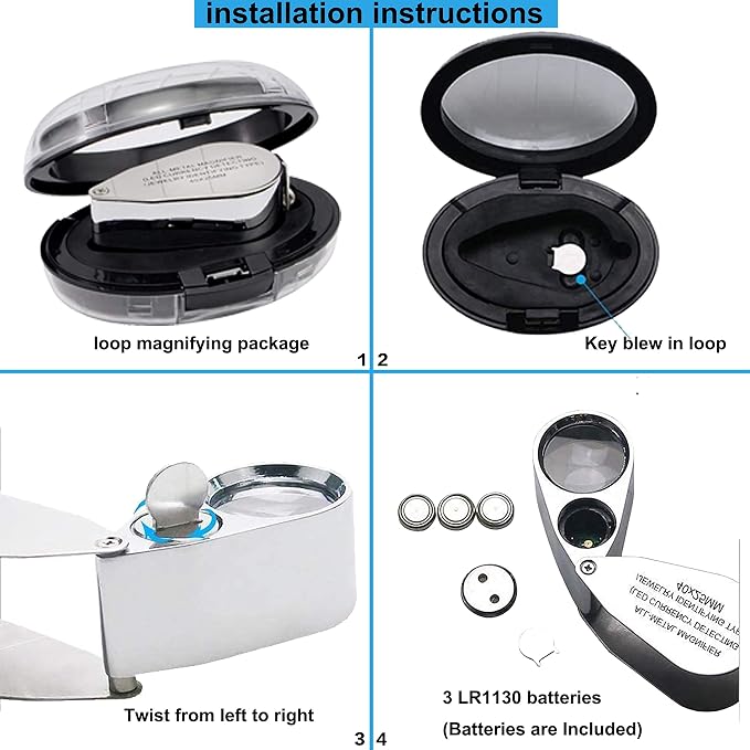 2 Pack 40X Illuminated Jewelers Loop, JLY Pocket Folding Full Metal Jewelers - Image 4