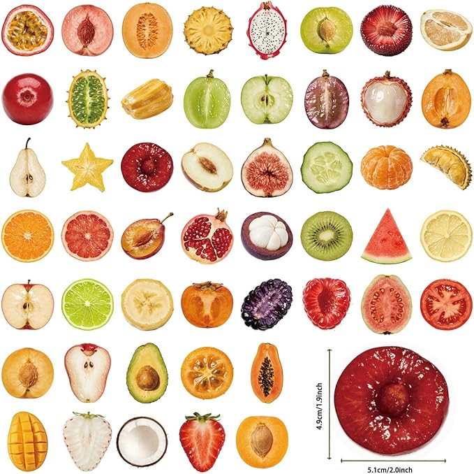 50 Pcs Clear PET Fruit Aesthetic Stickers - Image 2