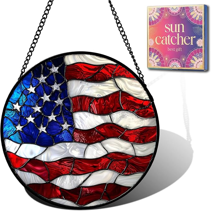 National Flag Acrylic Suncatcher Faux Stained Glass Window Hanging 11.8" | by Unknown