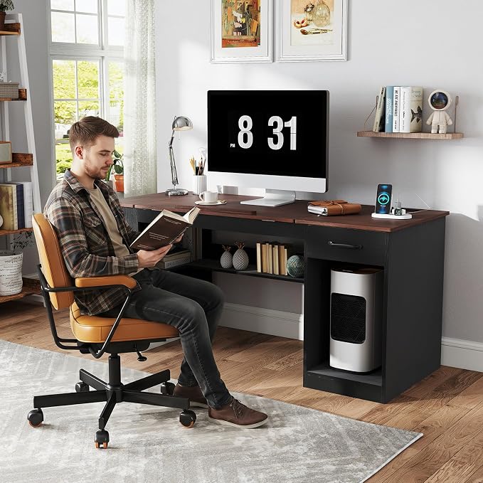 Verano Garden 55.1" Drafting Table, Craft Art Table, Computer Desk | Storage - Image 8