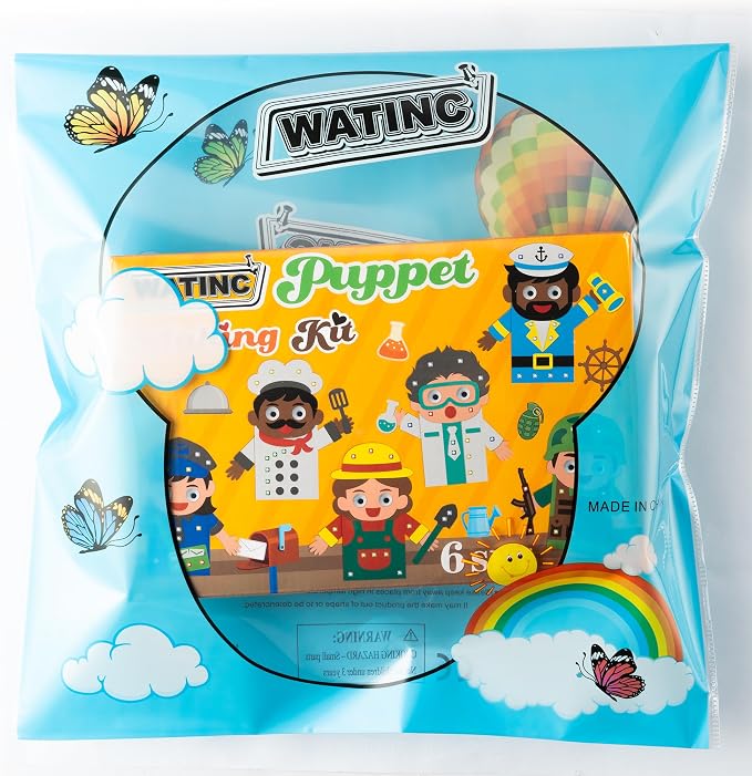 WATINC 6Pcs Hand Puppet Making Kit, Art Craft Felt Sock Puppet Toys, Creative - Image 7