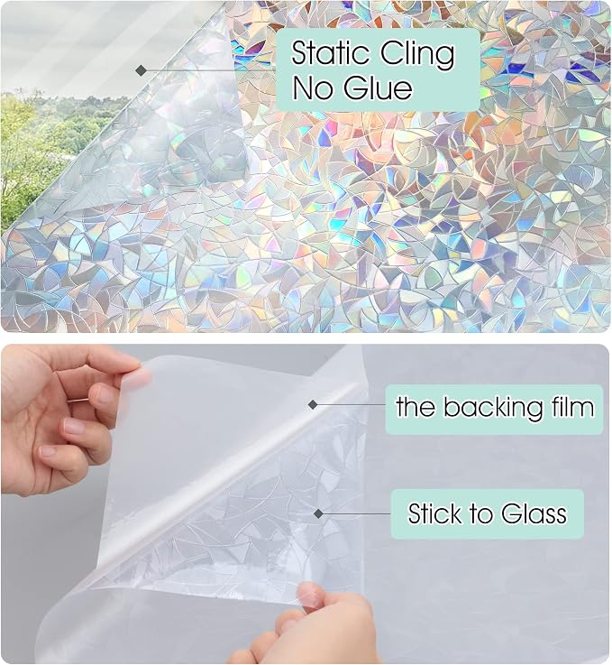 STATINT Privacy Window Film, Decorative Stained Glass Film, Rainbow Static - Image 8