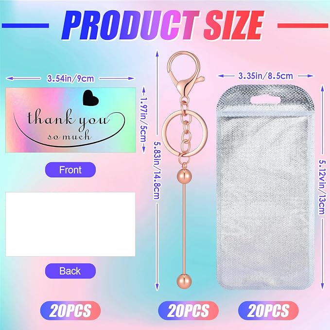 Sasylvia 60 Pcs Beadable Keychain Bars Bulk Making Kit 20 Beaded Keychain 20 - Image 2