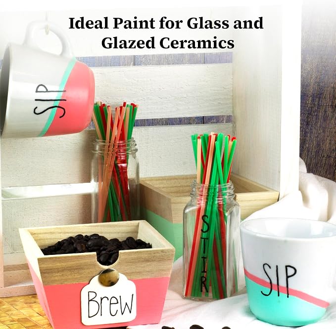 DecoArt Acrylic Glass Paint Set – Pastel Colors, 9 Bottles – Opaque Art and - Image 4