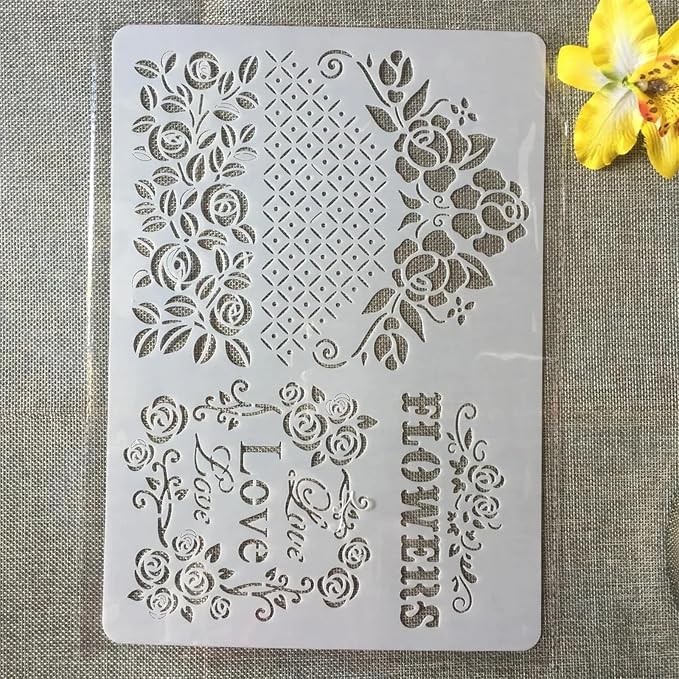 TIAMECH A4 Reusable Flowers Love Stencil - Image 4