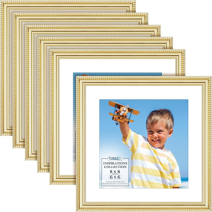 8x8 Picture Frames with 6x6 Mat, 6 Pack, Contemporary, Inspirations | These by IconaBay