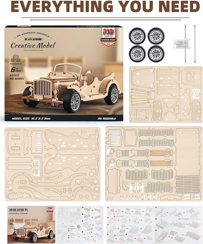 3D Wooden Puzzles Vintage Car Model - Image 6