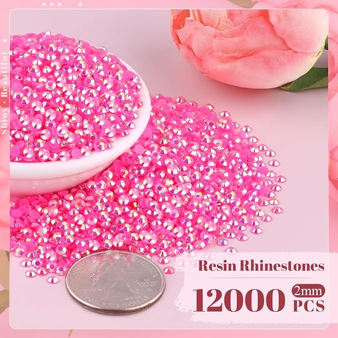 12000PCS 2mm Resin Jelly Rhinestones in Bulk, Bedazzling Flatback Crystals - Image 2