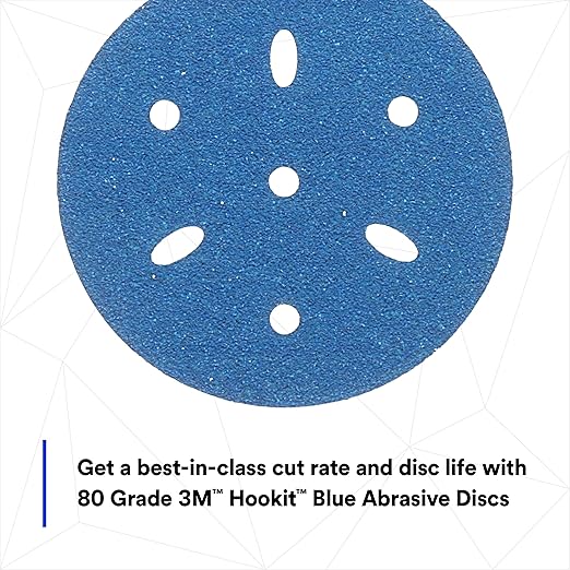 3m 3M-36142 Hookit Blue Abrasive Disc Multi-hole, 3 80 Grade