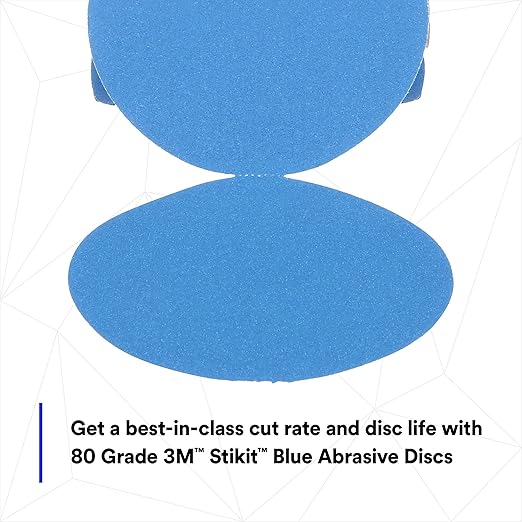 3M Stikit Blue Abrasive Disc Roll, 36202, No Hole, 6 in, 80+ Grade, Pack of 50, Automotive Sanding Discs for Coating Removal, Body Repair, Auto Sanding, Primer Sanding