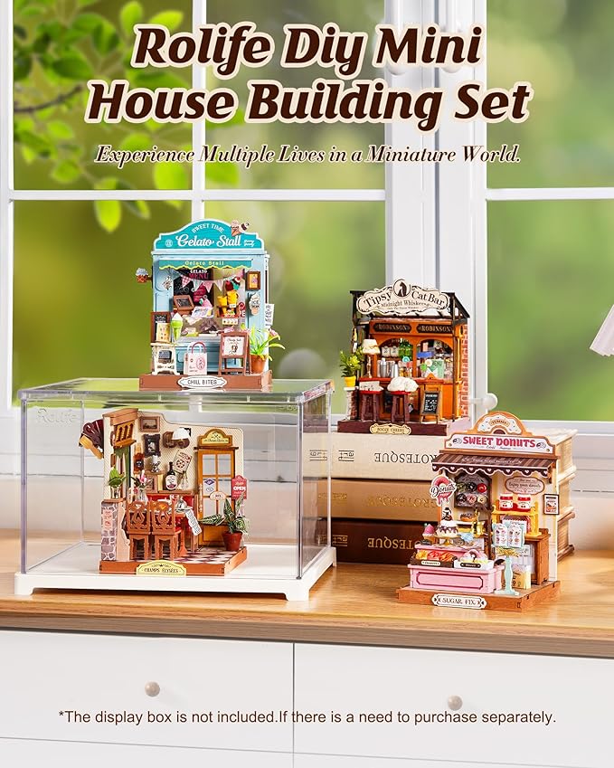 Rolife Miniature House Kit for Adults Tipsy Cat Bar DIY Wooden Dollhouse Kit - Image 6