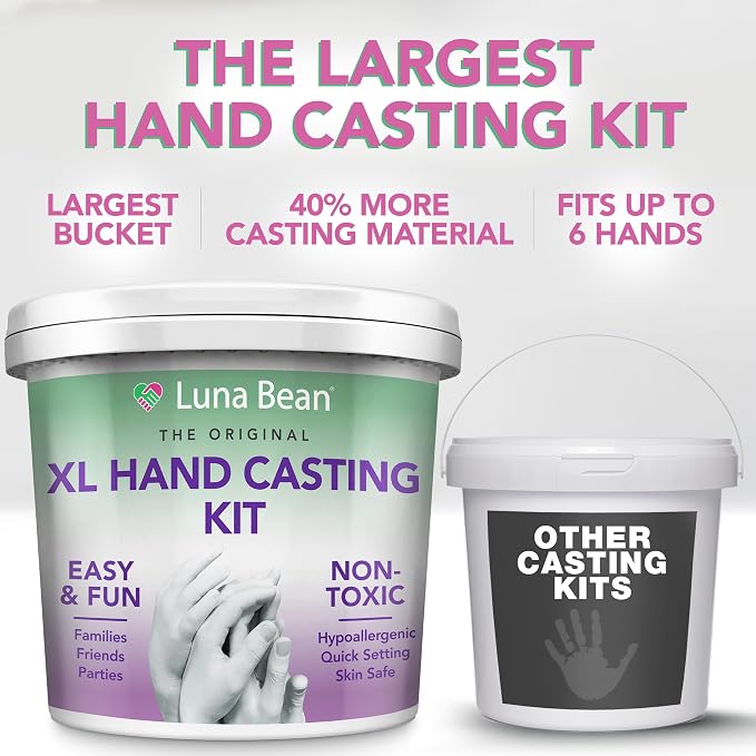 Luna Bean XL Family Hand Casting Kit – Extra Large Hand Mold Kit - Image 3