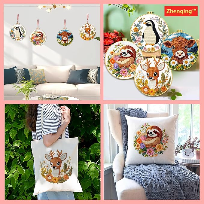 Zhenqing 4-Piece Animal Cross Stitch Kit - Image 8