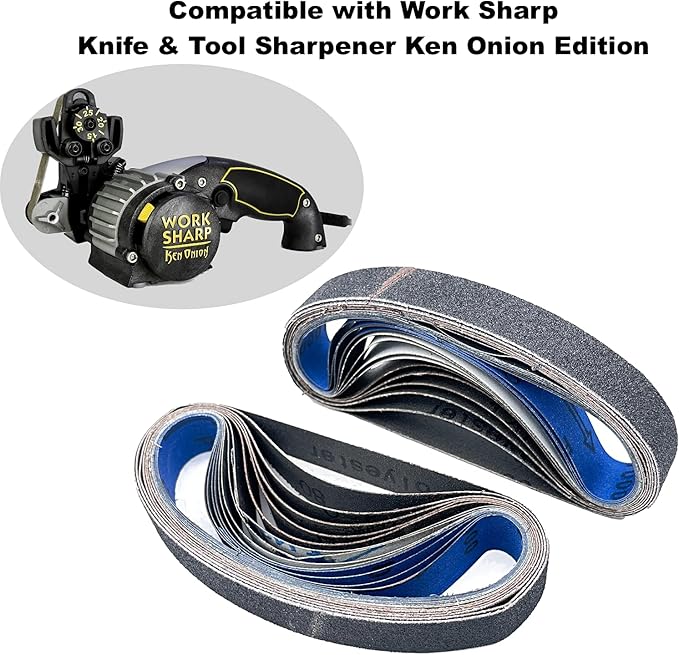 24 PCS 1x18 Silicon Carbide Sharpening Belts,4 Pcs Each of 80,240, 400,600,800,1000 Grits,Knife Sharpener Sanding Belt Kits Fits Ken Onion Blade Grinder Attachment