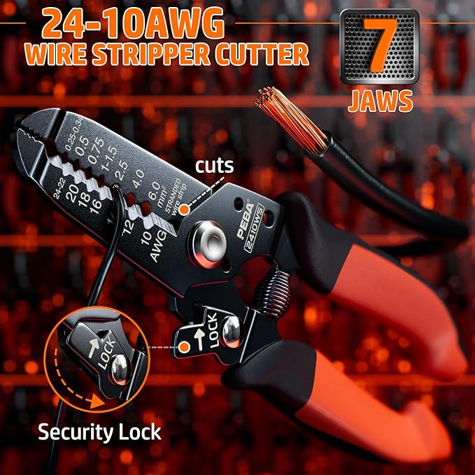 PEBA Ferrule Crimping Tool Kit, with 33 Types of Wire Ferrules, AWG 28-7 Self-Adjusting Hexagon Crimping Pliers and Wire Stripper | Ratchet Crimp Tool for Insulated/Uninsulated Ferrules - Hex Crimper