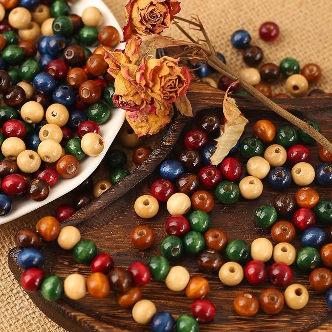 DAHI 1000PCS Colorful Wooden Beads 8mm Assorted Macrame Wooden Loose Spacer - Image 7