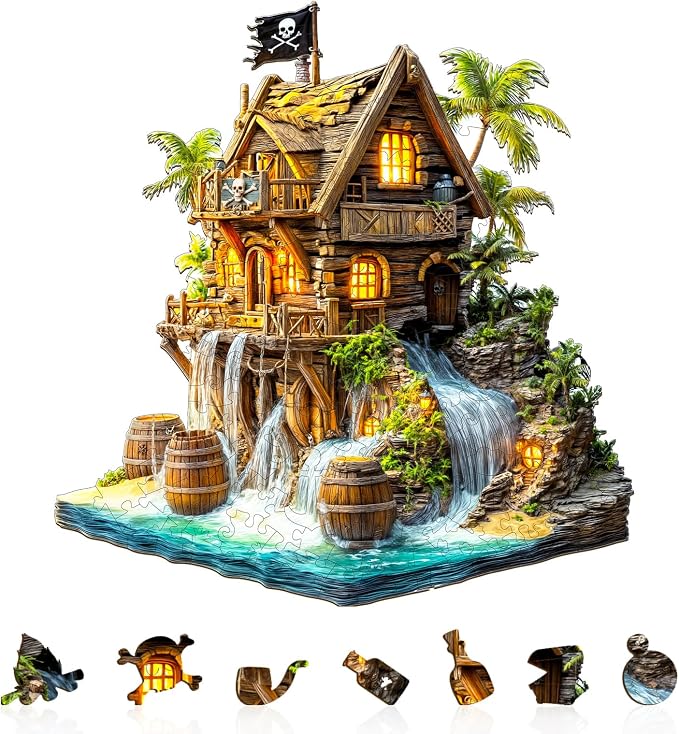 Wooden Puzzles for Adults Pirate Cabin Puzzles 150 Pieces Wood Puzzles Adults by Jollitot