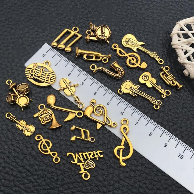 WOCRAFT 60pcs Antique Gold Music Bracelet Charms - Image 4