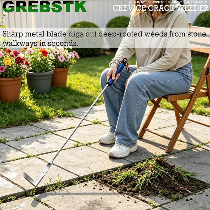 GREBSTK Crack Weeder Crevice Weeding Stainless Steel Sharp Tool, 38 in | - Image 7