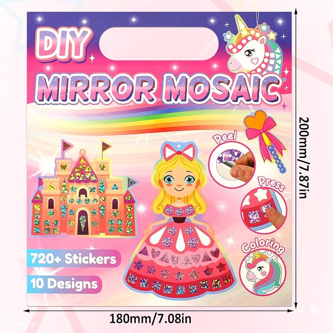 JULEASEL Mirror Mosaic Princess Unicorn Craft Kit, Gift - Image 7