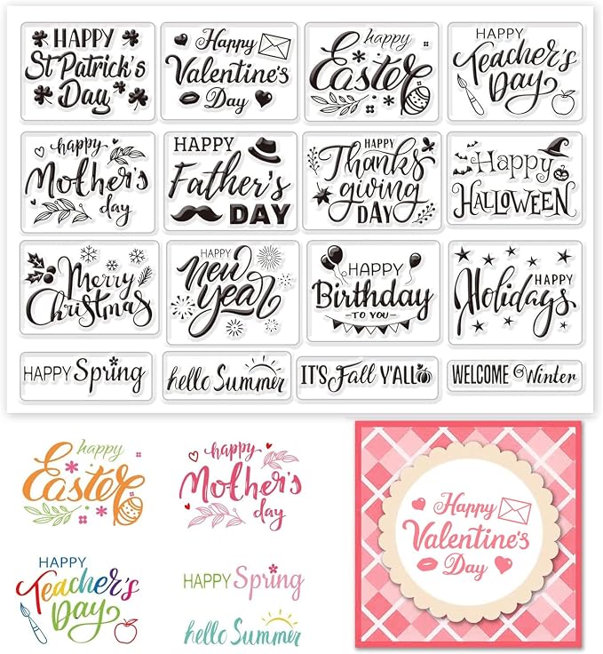INFUNLY 16pcs Word Clear Stamps - Image 9