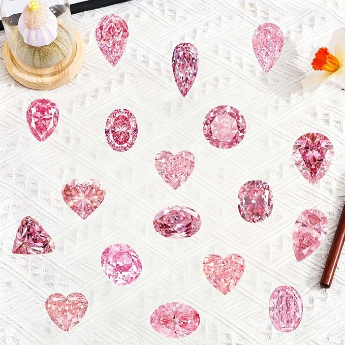 50Pcs Pink Transparent Aesthetic Gem Stickers - Image 5