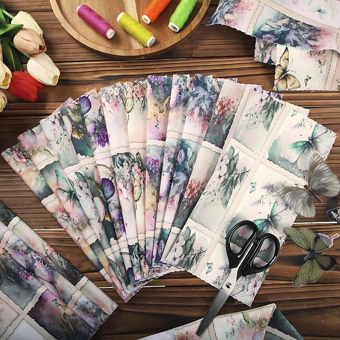 HunnmingRe 20 Pcs 10''x10'' Vintage Butterfly Quilting Fabric Square Spring - Image 3