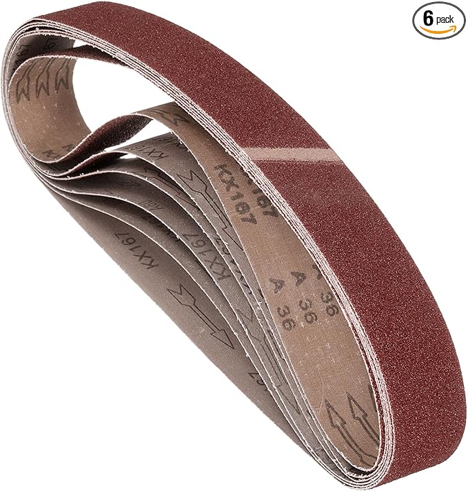 6 Pcs Sanding Belts 2 x 36 Inch 36 Grit Aluminum Oxide Abrasive Sandpaper for Belt Sander Metal Grinding Wood Working Weld Rust Removal