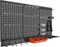 TORACK Metal Pegboard Wall Organizer System for Garage, 109PCS Pegboard Accessories Organizer Kit with Pegboard Bins, Hooks, Peg Locks, Pegboard Storage System for Workbench(Black)